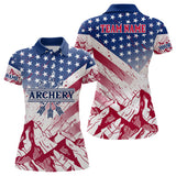 Maxcorners Personalized American Archery Polo Shirts For Men Custom Full Printing Usa Flag Archery Team Shirts