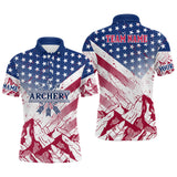 Maxcorners Personalized American Archery Polo Shirts For Men Custom Full Printing Usa Flag Archery Team Shirts