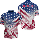 Maxcorners Personalized American Archery Polo Shirts For Men Custom Full Printing Usa Flag Archery Team Shirts