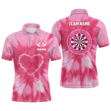 MaxCorners Darts Pink Tie Dye Customized Name 3D Polo Shirt For Men