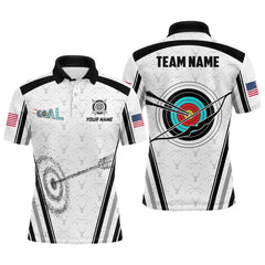 Maxcorners Personalized Name Archery Polo Shirts For Men Custom Archery 3D Target Shirts, Archery Jerseys