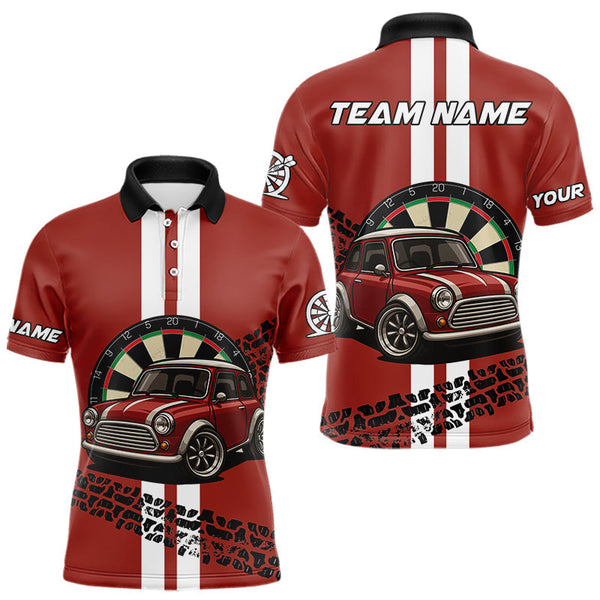 Maxcorners Personalized Red Funny Car Dart Shirts For Men Custom Darts Team Jerseys Polo & Quarter Zip LM1506