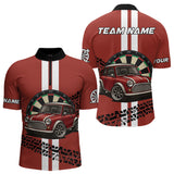 Maxcorners Personalized Red Funny Car Dart Shirts For Men Custom Darts Team Jerseys Polo & Quarter Zip LM1506