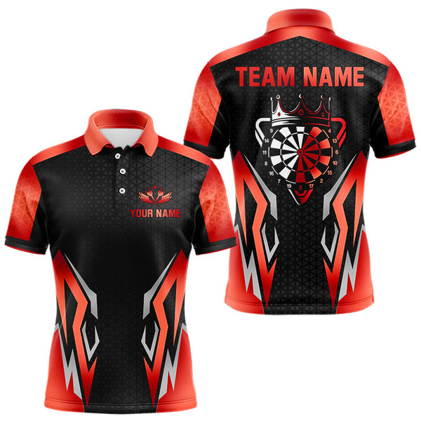 Maxcorners Black And Red Crown Darts Shirt For Men Custom Darts Jerseys Team Polo & Quarter Zip Uniform  LM0607