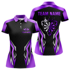 Maxcorners Black And Purple Crown Darts Shirt For Men Custom Darts Jerseys Team Polo & Quarter Zip Uniform LM0607
