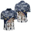Maxcorners Personalized Marble Swirl Dart Shirts For Men Custom Funny Darts Team Jersey Polo & 1/4 Zip |Blue LM1506