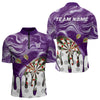 Maxcorners Personalized Marble Swirl Dart Shirt For Men Custom Funny Darts Jersey Team Polo & 1/4 Zip| Purple LM2206