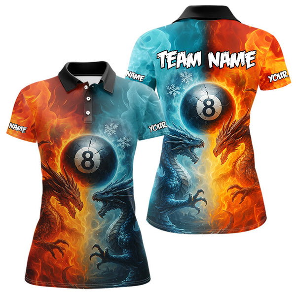 Maxcorners Personalized Dragon Water Fire 3D Billiard Shirt For Men Custom 8 Ball Pool Billiard Team Jerseys LM1506