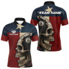 Maxcorners Personalized Grunge Texas Flag Skull Billiard Shirt For Men, 8 Ball Patriotic Pool Team Jerseys  LM1506