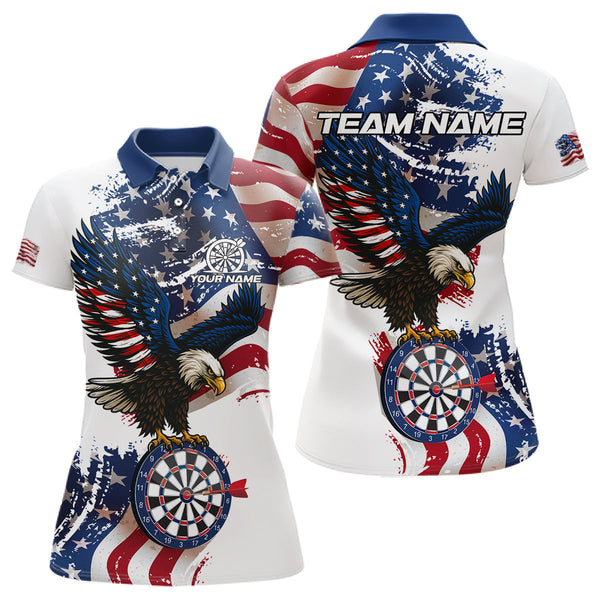 Maxcorners Personalized Grunge American Flag Eagle Darts Shirt For Men Custom Patriotic Darts Team Jersey MT0609