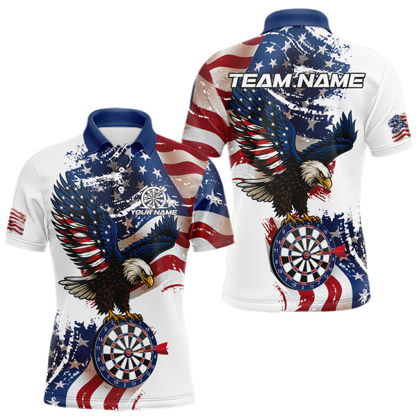 Maxcorners Personalized Grunge American Flag Eagle Darts Shirt For Men Custom Patriotic Darts Team Jersey MT0609
