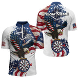 Maxcorners Personalized Grunge American Flag Eagle Darts Shirt For Men Custom Patriotic Darts Team Jersey MT0609