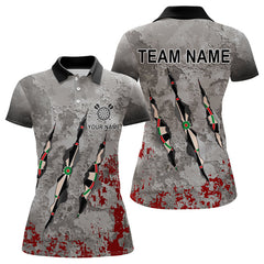 Maxcorners Personalized Red Grey Grunge Dart Shirts For Men Custom Dart Team Jersey MT1706