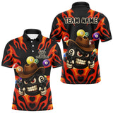 Maxcorners Personalized Red Funny Flame 8 Ball Billiard Shirt For Men Custom Pool Team Jersey Polo & 1/4 Zip TU0909