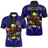Maxcorners Personalized Blue Funny Flame 8 Ball Billiard Shirt For Men Custom Pool Team Jersey Polo & 1/4 Zip TU0909