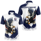 Maxcorners Personalized Grunge Paint Eagle US Flag 8 Ball Billiard Shirt For Men, White Navy Pool Team Jersey LM1109