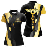 Maxcorners Black And Golden 8 Ball Wings Billiard Shirt For Men Custom Pool Team Jersey Polo & Quarter Zip  LM2206
