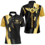 Maxcorners Black And Golden 8 Ball Wings Billiard Shirt For Men Custom Pool Team Jersey Polo & Quarter Zip  LM2206