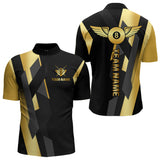 Maxcorners Black And Golden 8 Ball Wings Billiard Shirt For Men Custom Pool Team Jersey Polo & Quarter Zip  LM2206