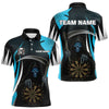Maxcorners Personalized Blue Grim Reaper Dart Shirt For Men Custom Skull Dart Jerseys Team Polo & 1/4 Zip  LM2206