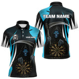 Maxcorners Personalized Blue Grim Reaper Dart Shirt For Men Custom Skull Dart Jerseys Team Polo & 1/4 Zip  LM2206