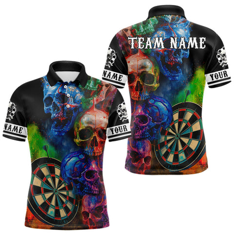 Maxcorners Funny Colorful Skull Dart Team Shirt For Men – Polo & 1/4 Zip Custom Outfit TU1407