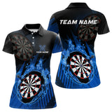 Maxcorners Blue Dartboard Fire Flame Darts Shirt For Men Custom Darts Jersey, Dart Team Shirt Polo & 1/4 Zip MT1309