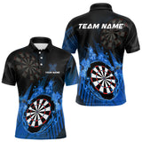 Maxcorners Blue Dartboard Fire Flame Darts Shirt For Men Custom Darts Jersey, Dart Team Shirt Polo & 1/4 Zip MT1309