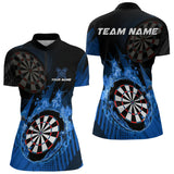 Maxcorners Blue Dartboard Fire Flame Darts Shirt For Men Custom Darts Jersey, Dart Team Shirt Polo & 1/4 Zip MT1309