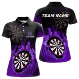Maxcorners Purple Dartboard Fire Flame Darts Shirt For Men Custom Dart Jersey, Dart Team Shirt Polo & 1/4 Zip MT1309
