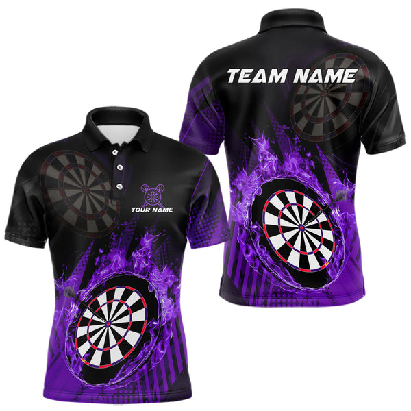 Maxcorners Purple Dartboard Fire Flame Darts Shirt For Men Custom Dart Jersey, Dart Team Shirt Polo & 1/4 Zip MT1309