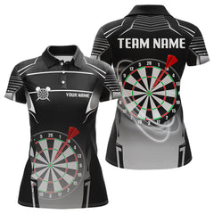 Maxcorners Black And White Dartboard Lights Custom Darts Polo & Quarter Zip For Men, 3D Darts Team Jersey MT1309
