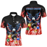 Maxcorners Personalized American Flag Eagle Billiard Ball Pool Shirt For Men Custom Billiard Team Jersey|Red MT1309