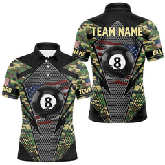 Maxcorners Military Green Camo 8 Ball Pool Billiard Shirt For Men Custom Patriotic US Flag Billiard Jerseys LM2206