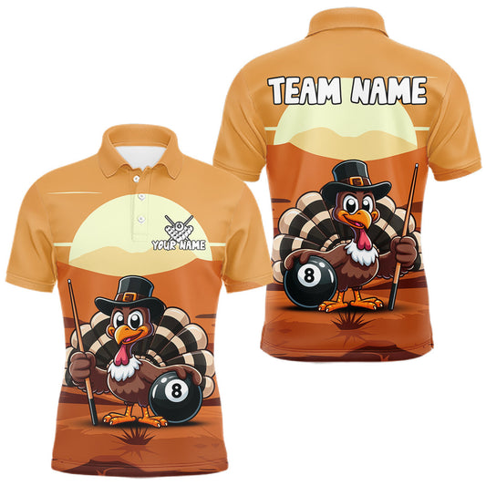 Maxcorners Funny Turkey 8 Ball Pool Billiard Shirt For Men Custom Thanksgiving Shirt For Pool Player