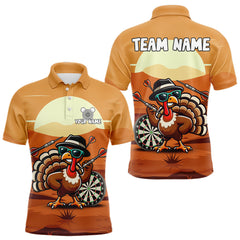 Maxcorners Funny Turkey Darts Shirt For Men Custom Thanksgiving Shirts For Darts Lover, Darts Team Jersey LM1809
