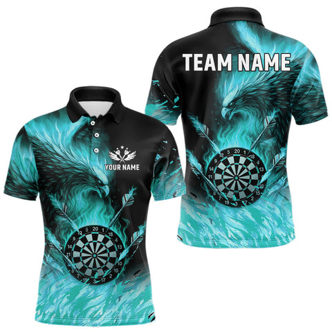 Maxcorners urquoise Flaming Phoenix Darts Jerseys Custom Darts Shirt For Men, Darts Team Polo & Quarter Zip MT2108