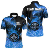 Maxcorners Blue Flaming Phoenix Darts Jerseys Custom Darts Shirt For Men, Darts Team Polo & Quarter Zip MT2108