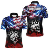 Maxcorners Personalized American Flag Funny Skull Darts Shirt For Men Custom Patriotic Darts Team Jerseys  LM3006