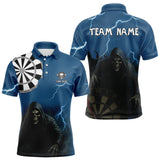 Maxcorners Black And Navy Skeleton Dartboard Darts Shirt For Men - Custom Team & Player Name LM1625