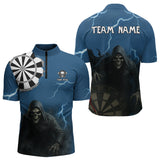 Maxcorners Black And Navy Skeleton Dartboard Darts Shirt For Men - Custom Team & Player Name LM1625