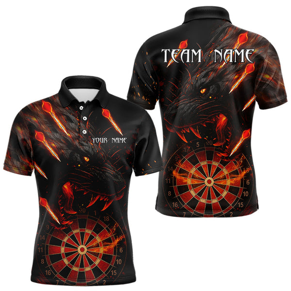 Maxcorners Black And Orange Panther Fire Dart Shirt For Men Custom 3D Dart League Team Jersey Polo & 1/4 Zip LM3006