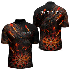 Maxcorners Black And Orange Panther Fire Dart Shirt For Men Custom 3D Dart League Team Jersey Polo & 1/4 Zip LM3006