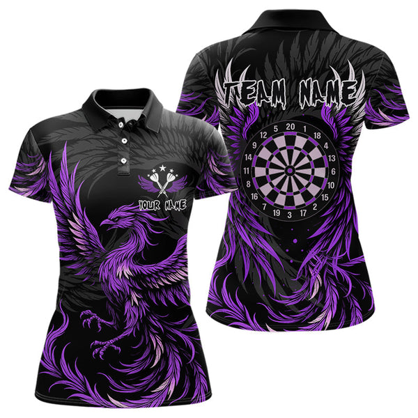 Maxcorners Personalized Phoenix Dartboard Wings Men's Dart Shirts Custom Black And Purple Darts Team Jerseys LM3006
