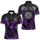 Maxcorners Personalized Phoenix Dartboard Wings Men's Dart Shirts Custom Black And Purple Darts Team Jerseys LM3006