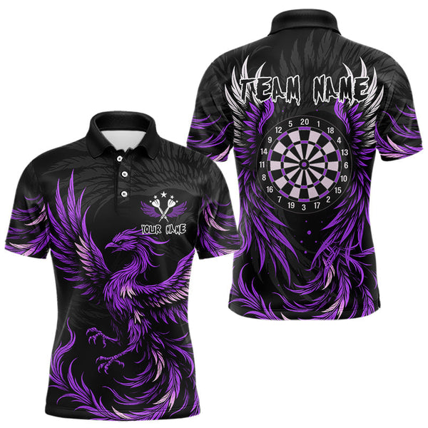 Maxcorners Personalized Phoenix Dartboard Wings Men's Dart Shirts Custom Black And Purple Darts Team Jerseys LM3006