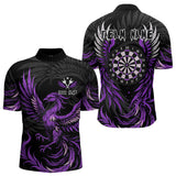 Maxcorners Personalized Phoenix Dartboard Wings Men's Dart Shirts Custom Black And Purple Darts Team Jerseys LM3006