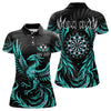 Maxcorners Personalized Phoenix Dartboard Wings Men's Dart Shirts Custom Black & Turquoise Darts Team Jerseys LM3006
