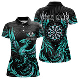 Maxcorners Personalized Phoenix Dartboard Wings Men's Dart Shirts Custom Black & Turquoise Darts Team Jerseys LM3006
