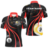 Maxcorners Personalized Billiard 8 Ball & 9 Ball Pool Shirt For Men, Billiard Jersey Team Polo & 1/4 Zip|Red MT2407